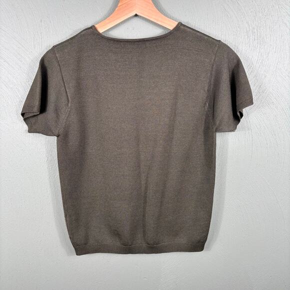 Linda Allard Ellen Tracy Women's Medium Petite Silk Stretch Casual Shirt Tops - Picture 2 of 9